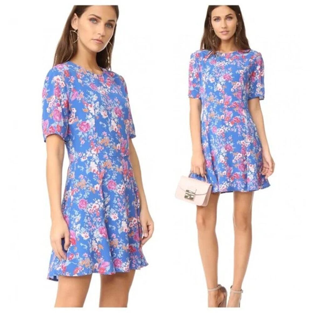 TULAROSA Iris Dress Blue Floral Mini Skate Summer Retro Size Extra Small